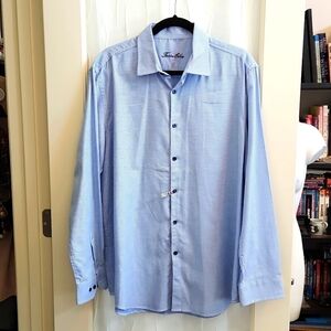 Tasso Elba Blue Long Sleeve Button Down Dress Shirt
